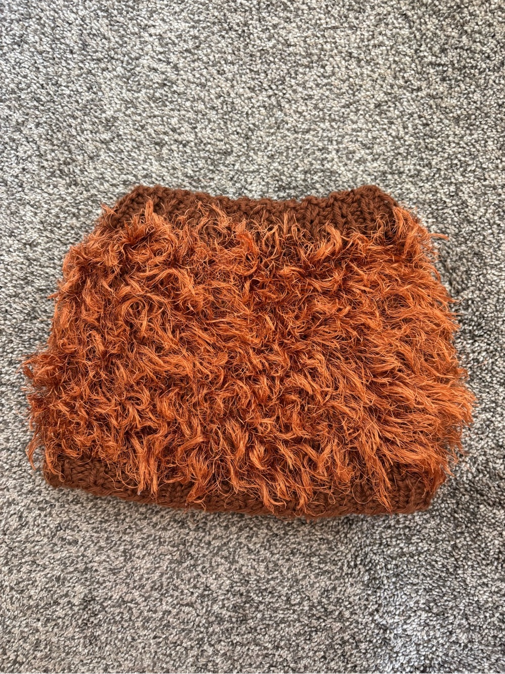Cozy Faux-Fur Orange Knit Skirt